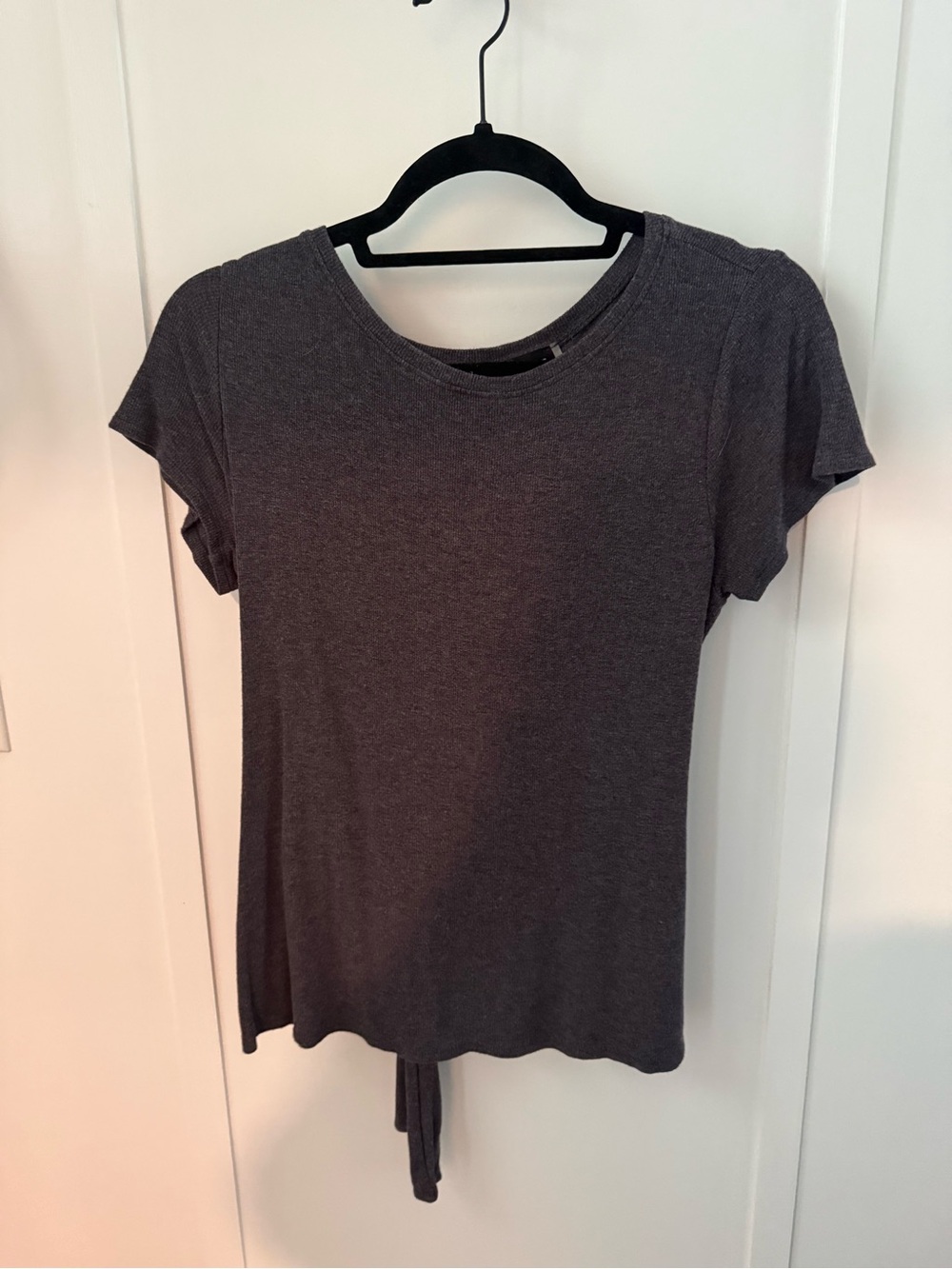H by Bordeaux Charcoal Short-Sleeve Tie-Back Tee